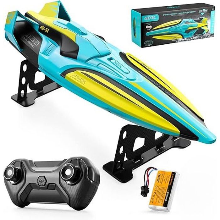 Bateau Télécommandé Kuman - 25km/h, Imperméable, Batterie Rechargeable - Fonction Retournement 180° - Rouge