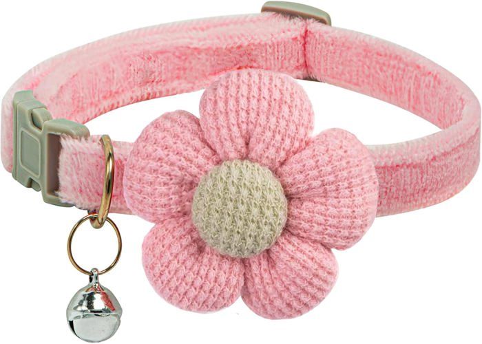Meilleurs prix pour Collier pour petit chien collier pour chien pour fille avec fleur collier avec clochette collier réglable pour petit chien-rose