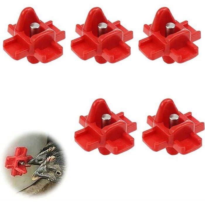 Abreuvoir Automatique pour Poules, Tétine en Plastique, 5 Pièces, Système de Montage Horizontal pour Poulet et Volaille - Sport