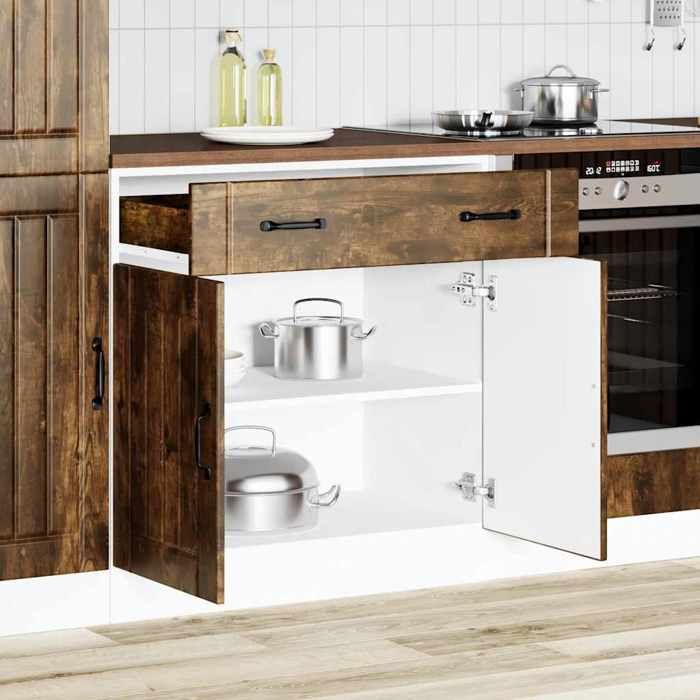 VidaXL Armoire De Cuisine Lucca Blanc - Meuble Bas Évier Avec Tiroir Bois D'Ingénierie
