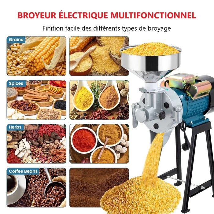 Moulin à Céréales électrique 2200W - Pour Moudre Riz, Blé, Maïs, Grains - Modèle 150, 220V