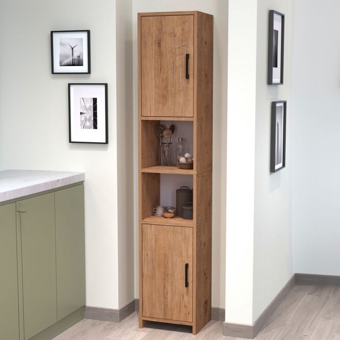 Meuble colonne de cuisine Rautrina 180 x 35 x 30 cm effet chêne