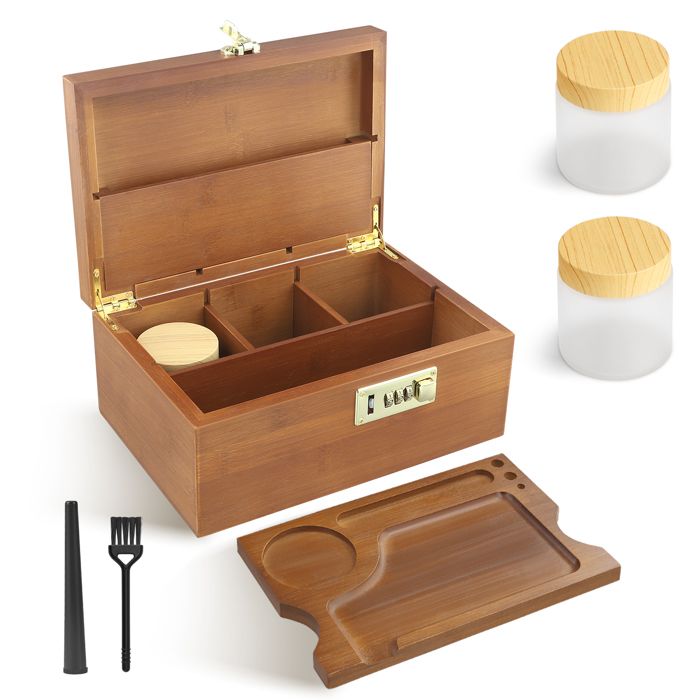 Grande Boîte De Rangement En Bambou De Qualité Supérieure Avec Plateau Amovible – Boîte De Rangement En