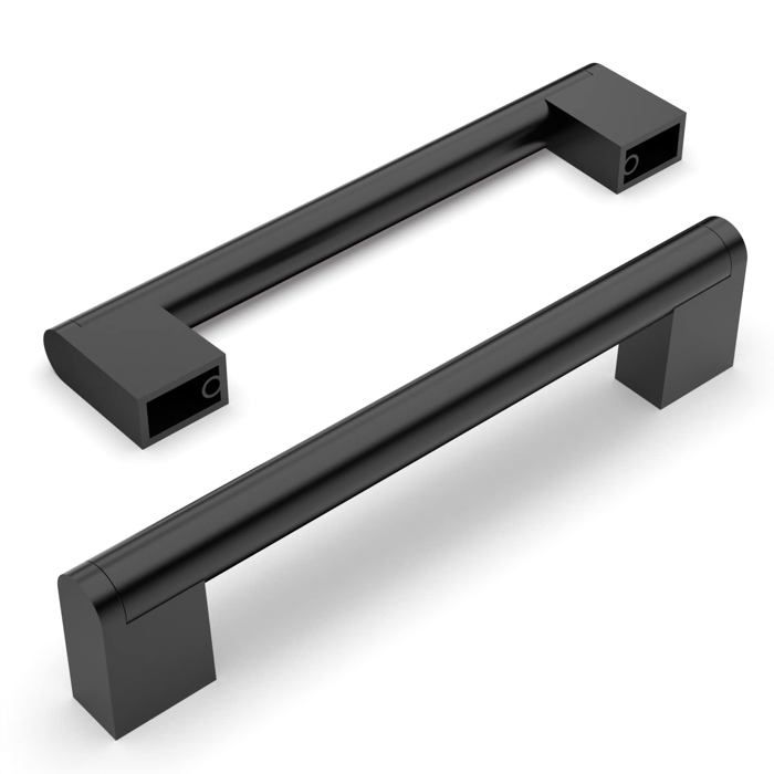 Lot de 5 poignées de porte cuisine inox noir - entraxe 128 mm longueur 140 mm