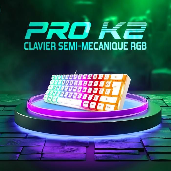 Clavier Gaming – Spirit of Gamer – PRO-K2 ARTIC – Filaire – RGB – Antighosting