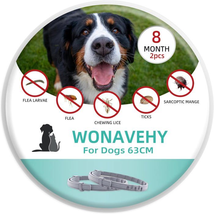 Comparer les prix de Lot De 2 Colliers Antiparasitaires Pour Chiens 8 Mois De Protection 63cm Collier Anti-Puces Chien Antiparasitaire Chien Chat Régla