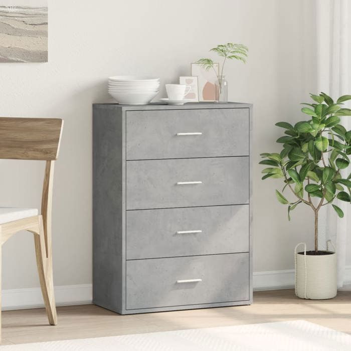 (SOLDE dété) Placard/Buffet bas - Décor salon - gris béton 60 x 31 x 84 cm bois dingénierie *aspect pratique6695113