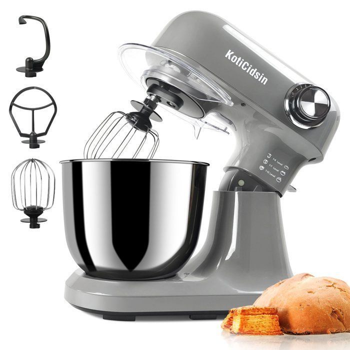 Robot Pâtissier Multifonction 1500 W KotiCidsin 12 Vitesses Bol Acier Inoxydable 5.5L 3 Accessoires Lavable au Lave-Vaisselle