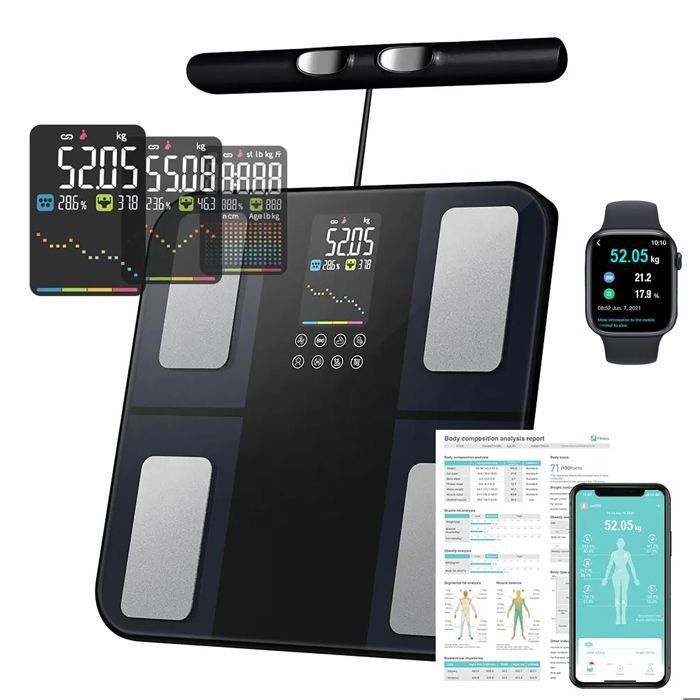 Balance Connectée Impédancemètre 8 Électrodes Pèse Personne avec Écran VA HD 28 Données Corporelles Application iOS & Android