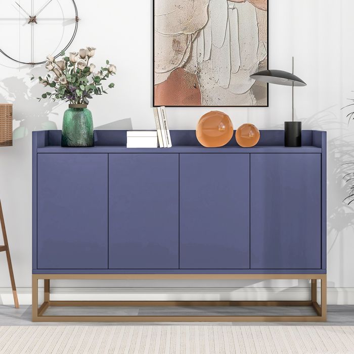 Buffet moderne - 120x30x80 cm - simple à quatre portes porte darmoire à rebond - pour la salle à manger salon cuisine - bleu