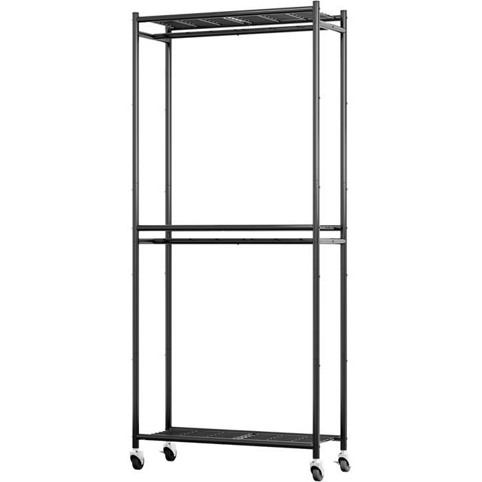 Portant à Vêtements - UNDERSCORE - Noir - 84x32x198 cm - Métal - Avec Roulettes Portant à Vêtements - UNDERSCORE - Noir - 84x32x198 cm - Métal - Avec Roulettes