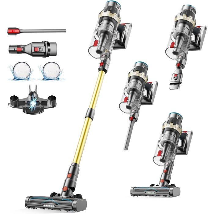 Aspirateur Balai Sans Fil XT1 - 48 KPa, 70 Min Autonomie, Technologie Anti-Enchevêtrement & Cyclonique - Idéal Poils Animaux, Tapis & Sols Durs