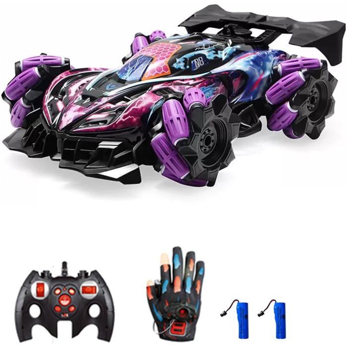 Voiture de cascade télécommandée, lumières RC Smoke Drift 360° Blue