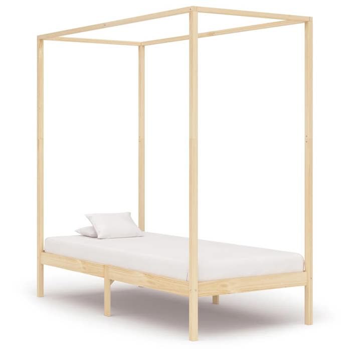 Lit à baldaquin en bois massif - UU - 100x200 cm - Bois de pin massif - 204x104x200 cm - Hauteur de couchage 30 cm