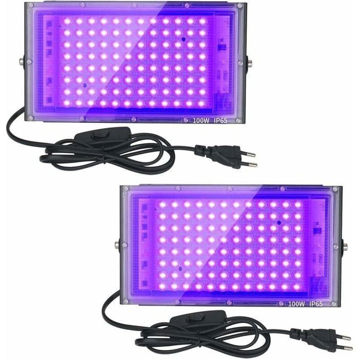 Projecteurs UV LED 100W - XVX - Lot de 2 - Imperméables IP65 - Éclairage pour aquarium - Peinture fluo