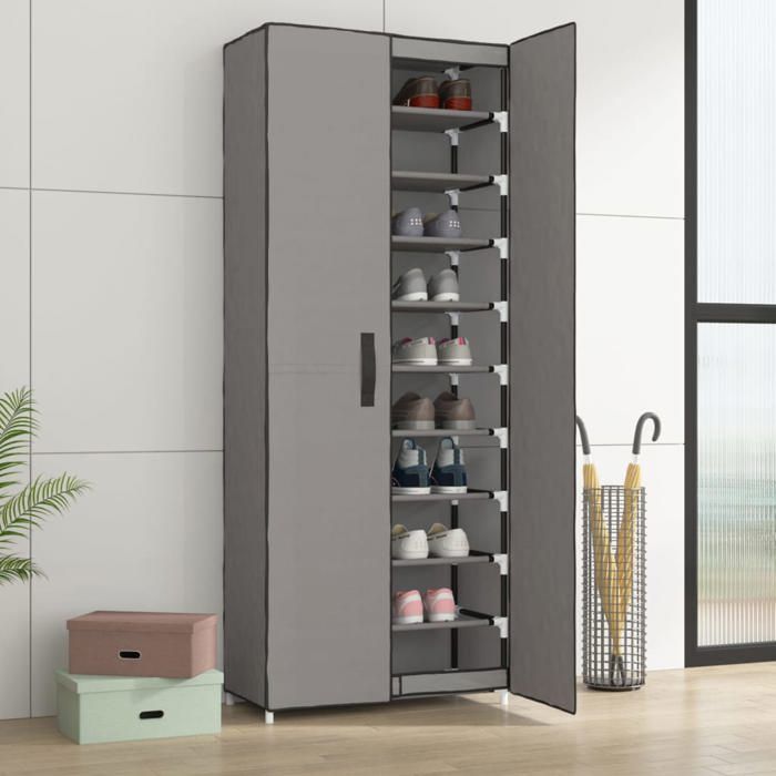SALE 2026 Meuble à chaussures Gris - Armoire à chaussures Gris 60x30x166cm Tissu PRO297635389