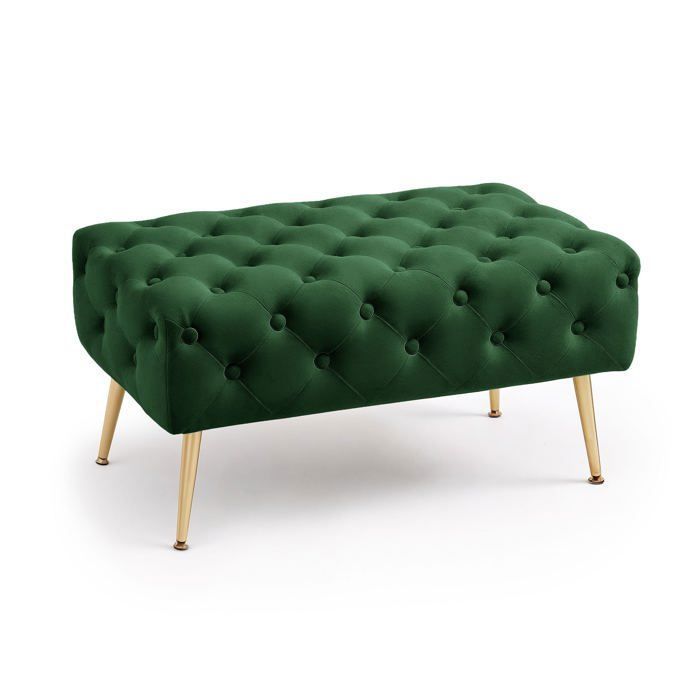 Bout de lit en velours capitonné 80 cm MADRID Vert Bouteille Bout de lit en velours capitonné 80 cm MADRID Vert Bouteille