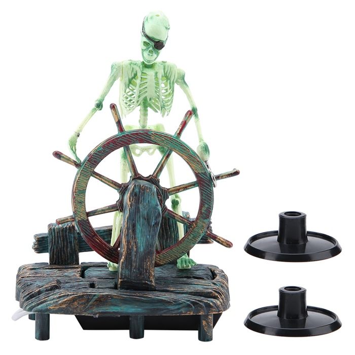 Meilleurs prix pour Décoration daquarium - SHIPENOPHY - Capitaine Pirate - Plastique + Résine - 115x75x15cm - Vert