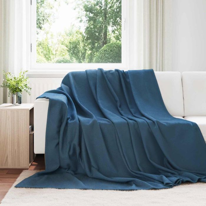 Couverture Plaid vidaXL 240 x 220 cm Bleu marine Toison - Fleece douillet lavable