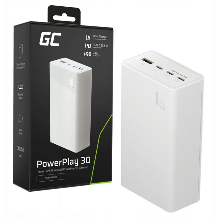 Batterie externe - GREEN CELL - PowerPlay 30 - 30000 mAh - 225 W - 4 ports