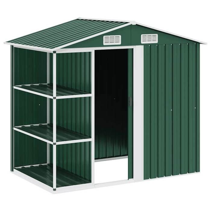 En PromotionAbri de jardin Moderne - ABOTT@ abri de rangement/Armoire haut - avec étagère Vert 205x130x183cm Fer B2827750