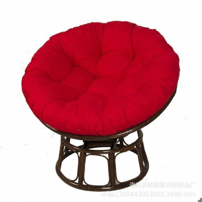 Coussin de chaise rond Papasan - ZOR® - 4040 cm - Rouge - Ergonomique - Tissu doux et épais - Sangle de fixation