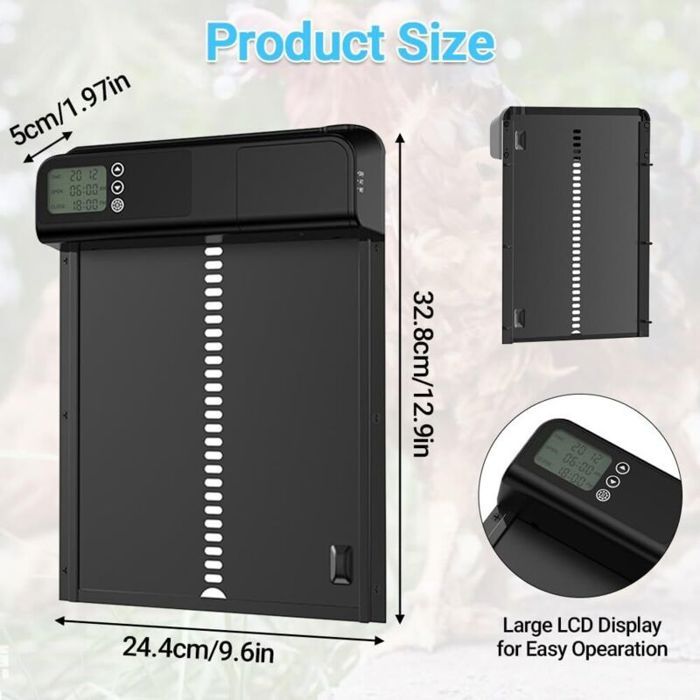 Comparer les prix de Porte automatique poulailler - MHY® - Écran LCD - Alliage daluminium - Alimenté par batterie - Commande de minuterie