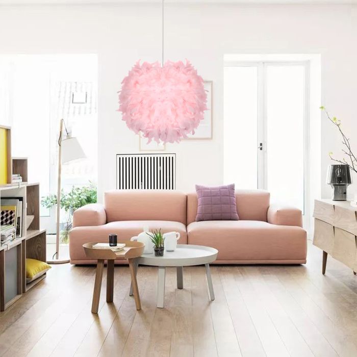 ElektraH Moderne Lustre en Plume Rose 30cm