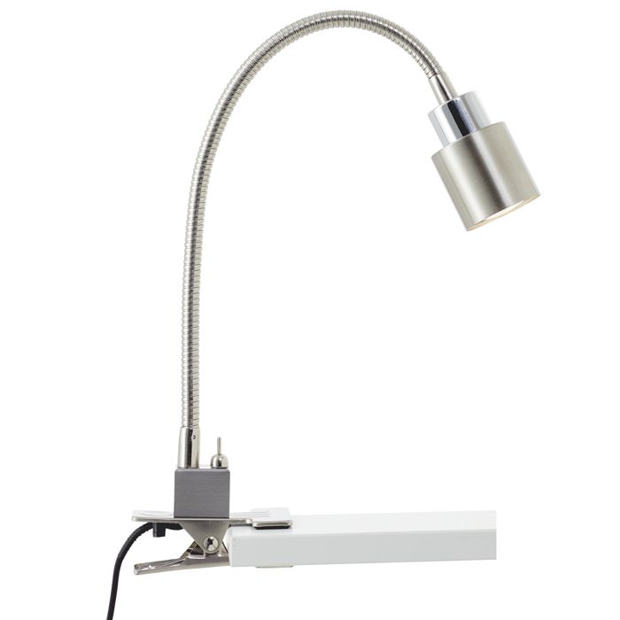 Lampe de bureau à pince - Brilliant - Andres - GU10 LED 10W - 300lm - 3000K- métal et plastique - acier et chrome