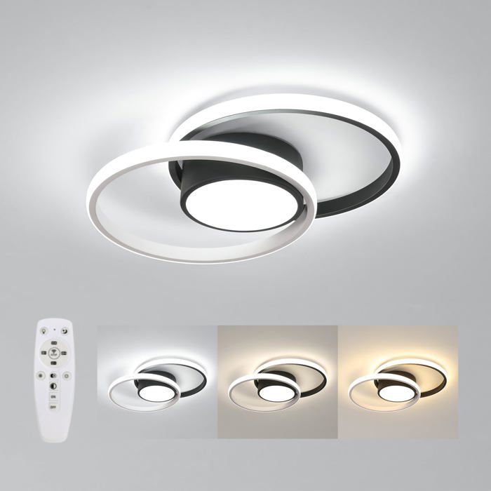 Plafonnier LED Dimmable 40W 4500LM Lampe de Plafond Moderne avec Télécommande Luminaire Plafonnier Roud en Acrylique pour Salon