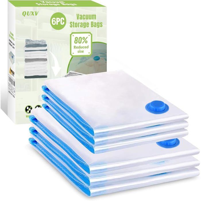 Sac sous vide aspirateur 6 pièces réutilisable couette vêtements rangement 80x60/60x40 HOUSSE DE RANGEMENT
