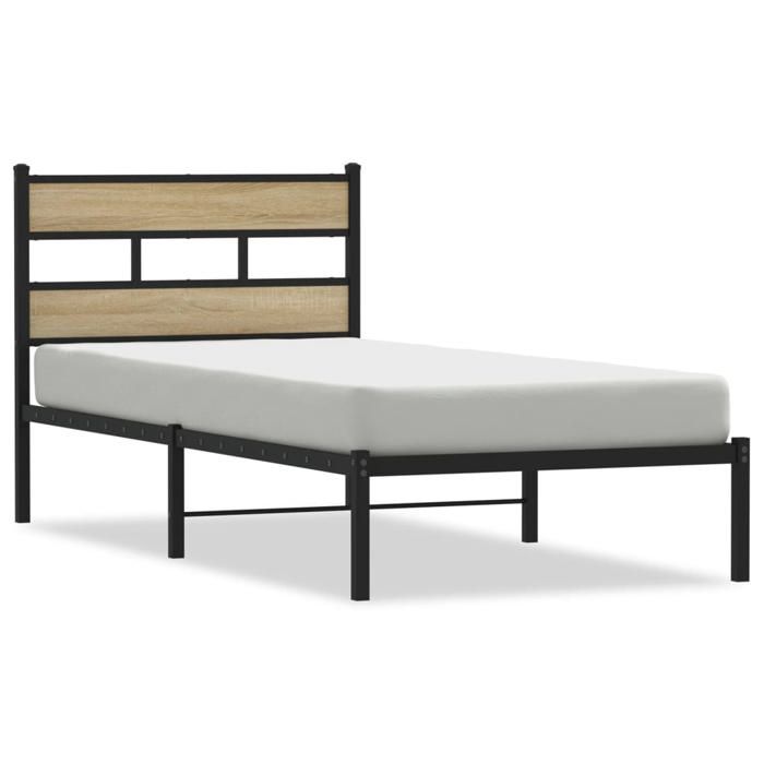 EASYLIFE Cadre de lit en métal sans matelas chêne sonoma 90x190 cm VIDAXL Cadre stable LL14756