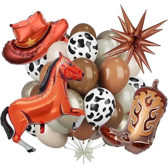 22 Pcs Western Birthday Balloons Cowboy Balloon Set with Latex Balloons Boots Cowboy Hats Aluminum Horse Balloons KIT DE DECORATION