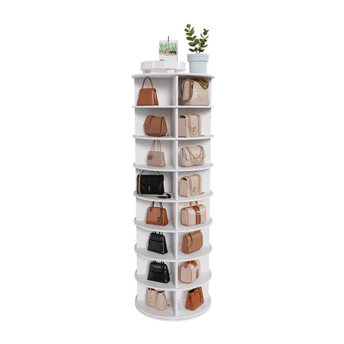 Tour à chaussures rotative étagère tournante à 8 niveaux organisateur de chaussures autoportant à 360° pour 32 paires Tour à chaussures rotative étagère tournante à 8 niveaux organisateur de chaussures autoportant à 360° pour 32 paires