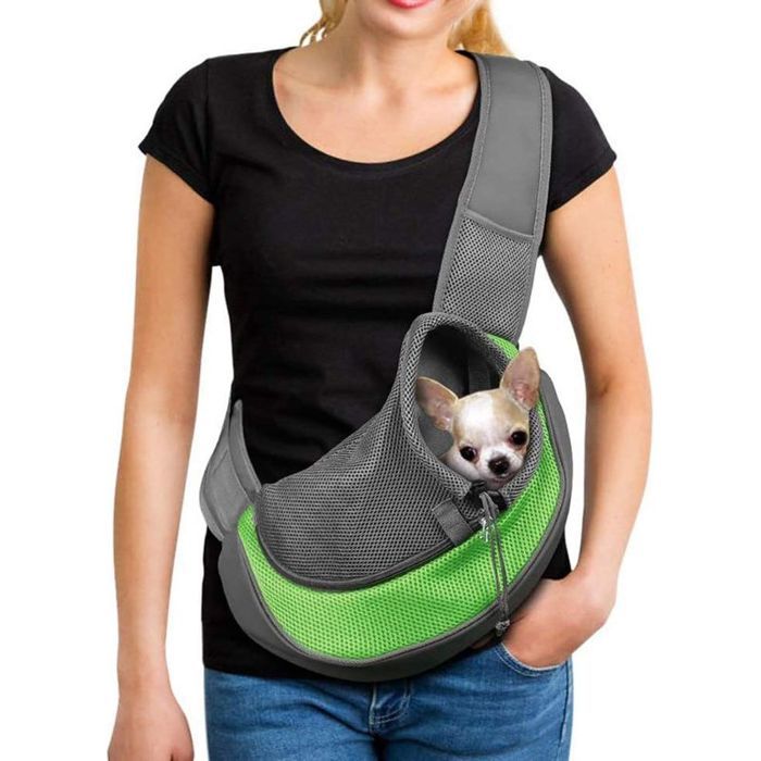 Sac de transport pour chien et chat - Respirant en maille Sangle réglable - Voyage et promenade - Taille L