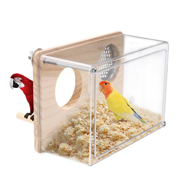 Nichoir pour cage à perruches en PET hautement transparent Nichoir Accessoires de cage à oiseaux pour jardin et extérieur