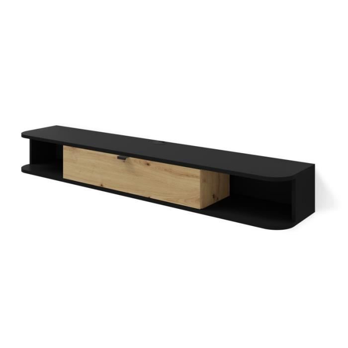 Meuble TV suspendu - AC-Déco - Icarus - Noir - 156 cm - Design contemporain Meuble TV suspendu - AC-Déco - Icarus - Noir - 156 cm - Design contemporain