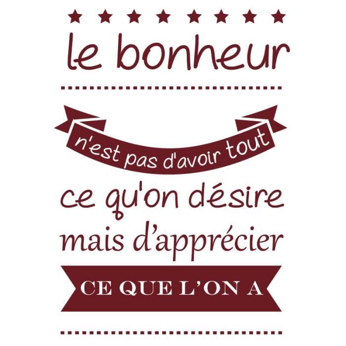 Sticker Texte Citation Maison Le Bonheur 580x800 Mm Adhesif Mat Rouge Pourpre Cdiscount Telephonie