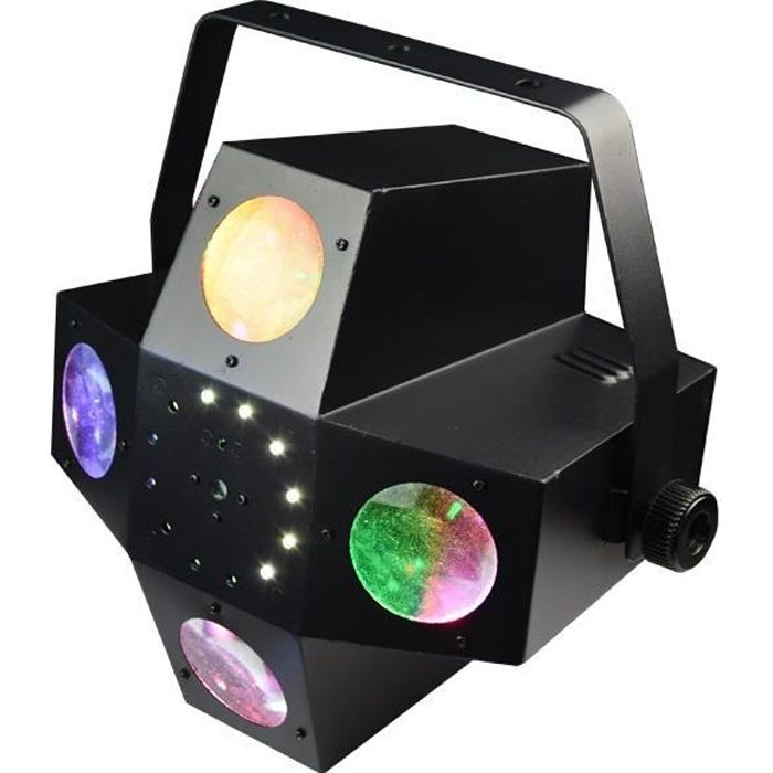 Projecteur LED UFO Wing 4-en-1 - Effets Multifaisceaux, Stroboscope, Laser Rouge/Vert, Beam, Avec Télécommande