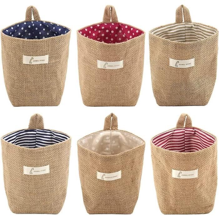 3 Pièces Panier De Rangement En Coton Et Lin - Suspendu, Pliable Et Lavable Pour Maison Et Bureau