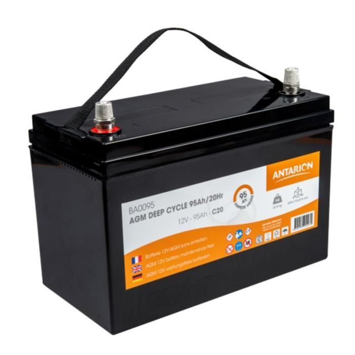 Batterie AGM 105Ah 800 Cycles – Monobloc Sans Entretien, Bornes Cuivre Pour Camping-car, Bateau, Solaire