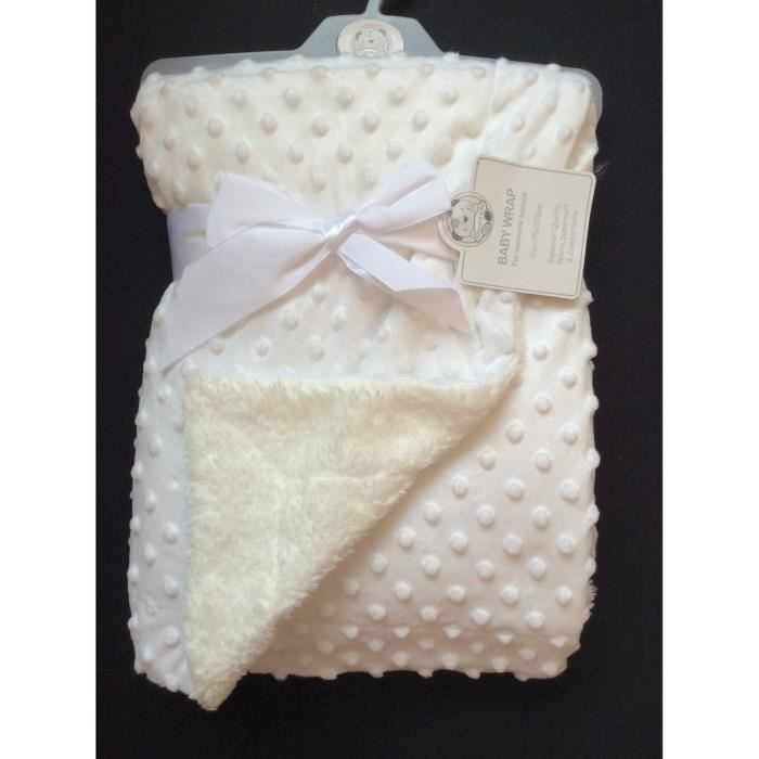 Couverture Plaid Bebe Molletonnee Ultra Doux Blanc Avec Motif 75 X 100 Cm Cdiscount Puericulture Eveil Bebe