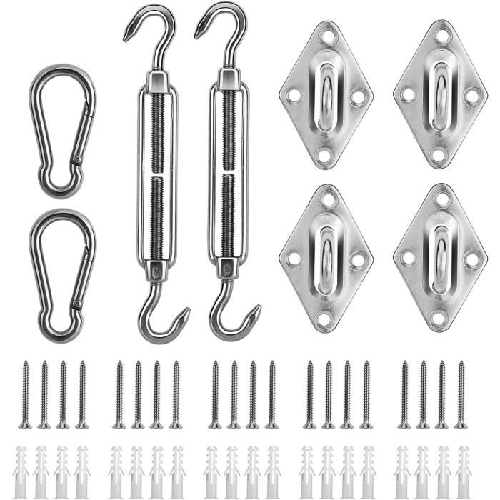 Zeyevan Kit De Fixation Voile D'ombrag, Fixation Voile D'ombrage, 304 En Acier Inoxydable