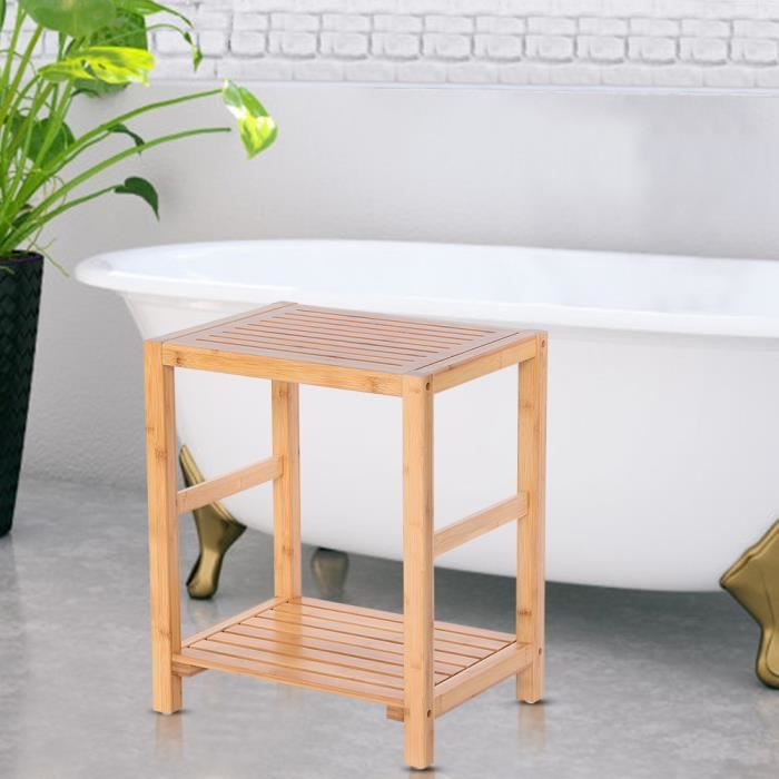 Banc Siege Tabouret Douche En Bambou Etagere De Rangement Pour