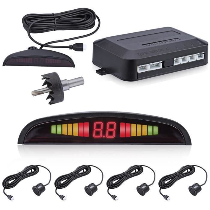 Kit 4 Capteurs De Stationnement Radar Avec écran LED Et Buzzer - Détection Précise Jusqu'à 2.5m Pour Voiture 12V