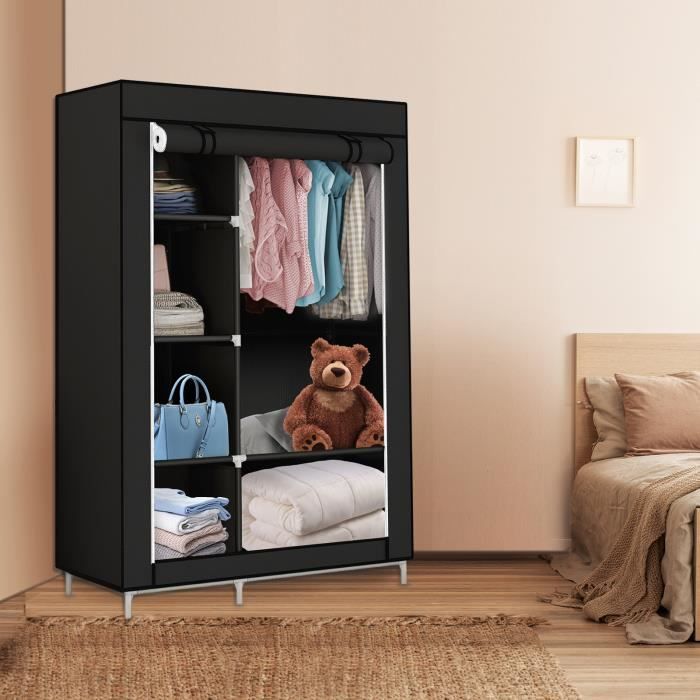 Armoire Vêtements Rangement Organisateur Penderie de vêtement Pliable - YYIXING - 105 x 45 x 170cm - Noir