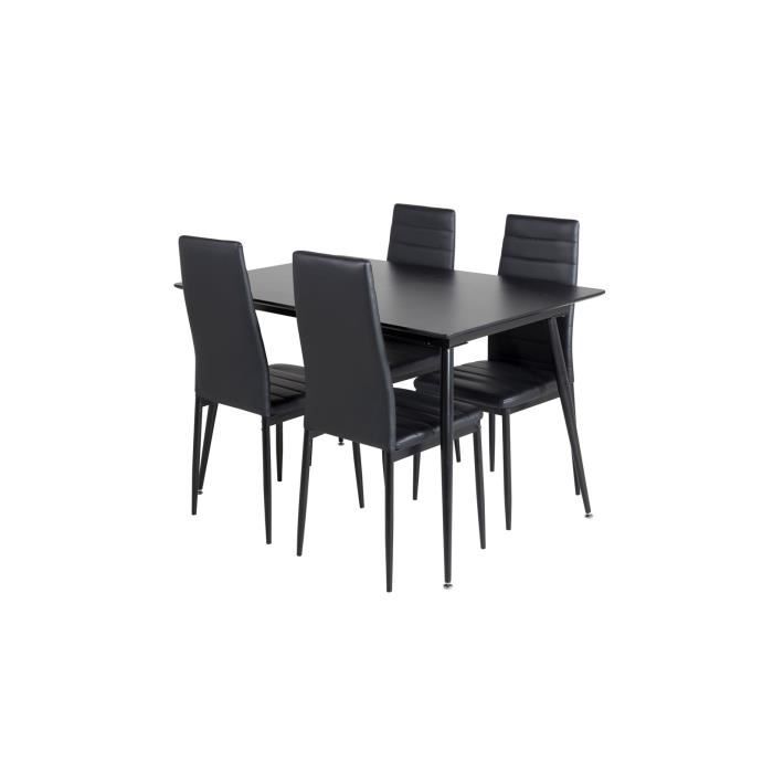 silarblext ensemble table, table extensible longueur cm120 / 160 noir et 4 slim high back chaises similicuir pu noir.