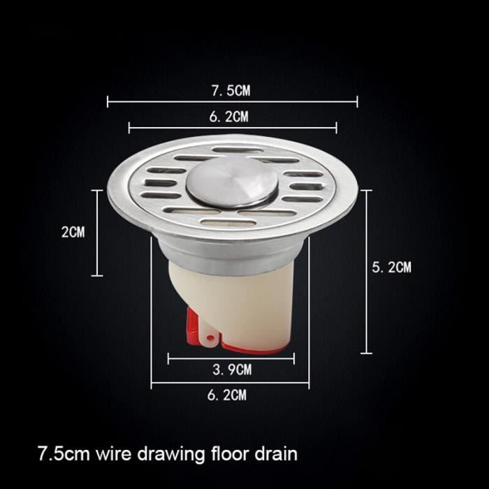 Siphon De Sol Rond En Acier Inoxydable 75mm - Couvercle Vidange Anti-Blocage Pour Balcon Et Extérieur