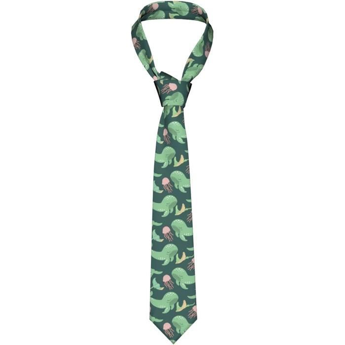 Motif Baleines Méduses Raies Pastenagues Couleur TurquoiseCravates