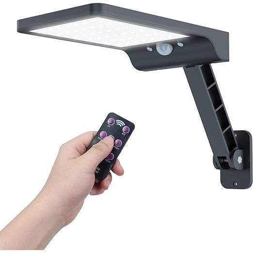 Lampe Solaire Exterieur Lumiere LED avec Détecteur avec 3 Modes Réglables IP65 Étanche Puissant Lampadaires avec Télécommande